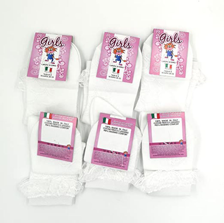 Picture of LEON DORO SOCKS -HIGH QUALITY GIRLS WHITE SOCKS WITH FRILLY